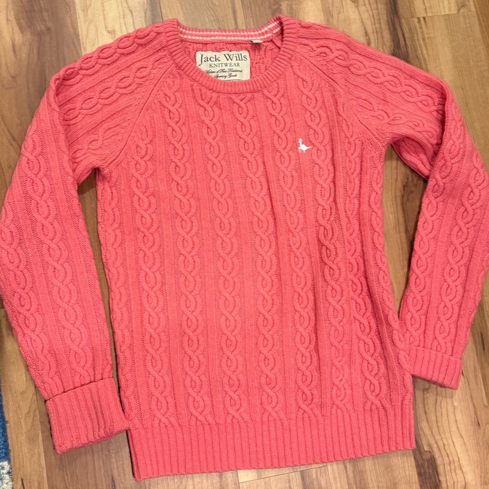 Jack Wills Coral Cable Knit Sweater